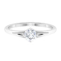 5 MM Round Cut Zircon Solitaire Ring in Gold with Split Shank