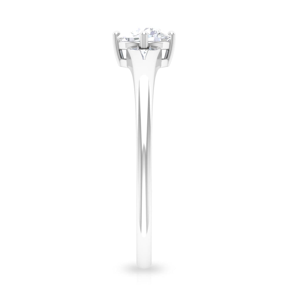 5 MM Round Cut Zircon Solitaire Ring in Gold with Split Shank
