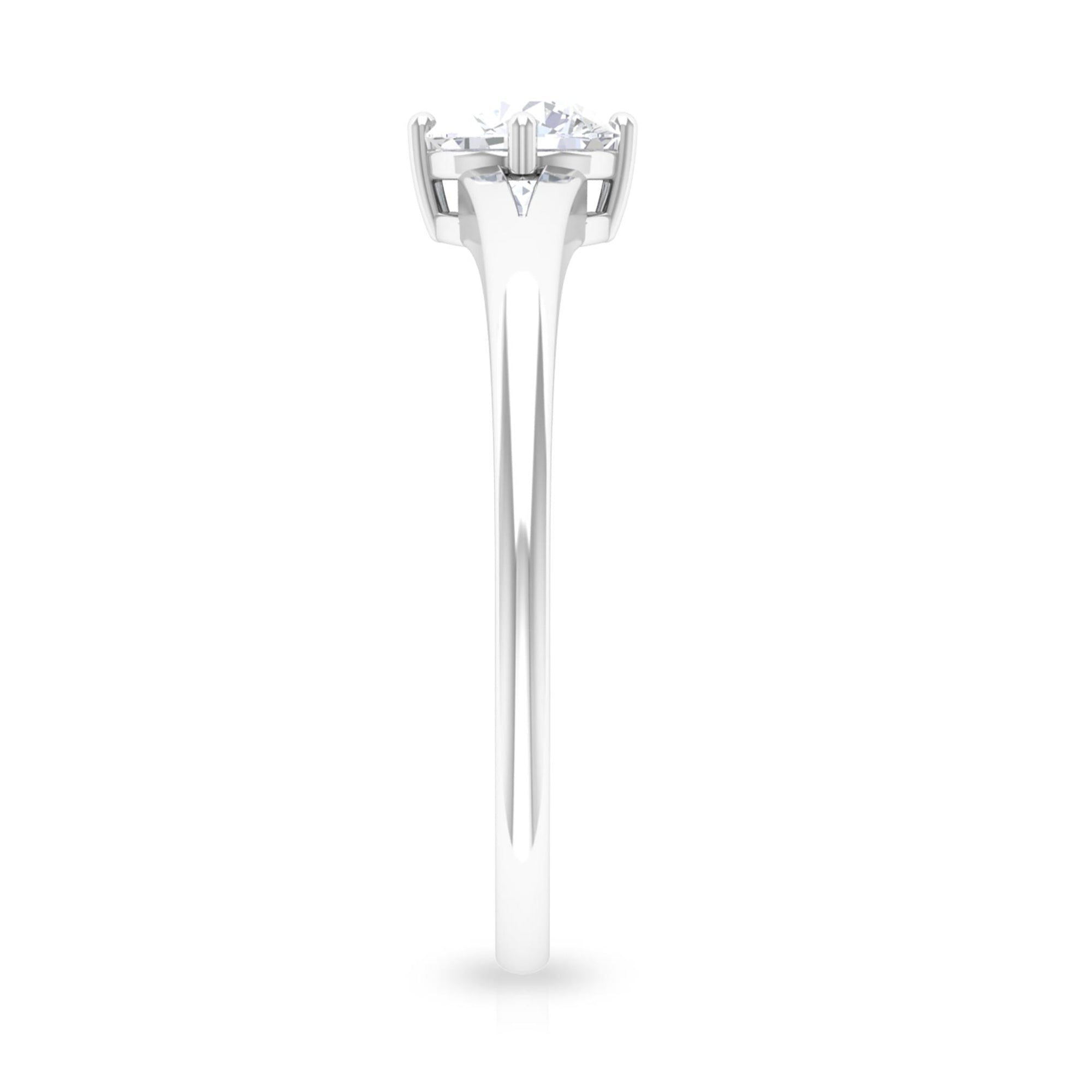 5 MM Round Cut Zircon Solitaire Ring in Gold with Split Shank