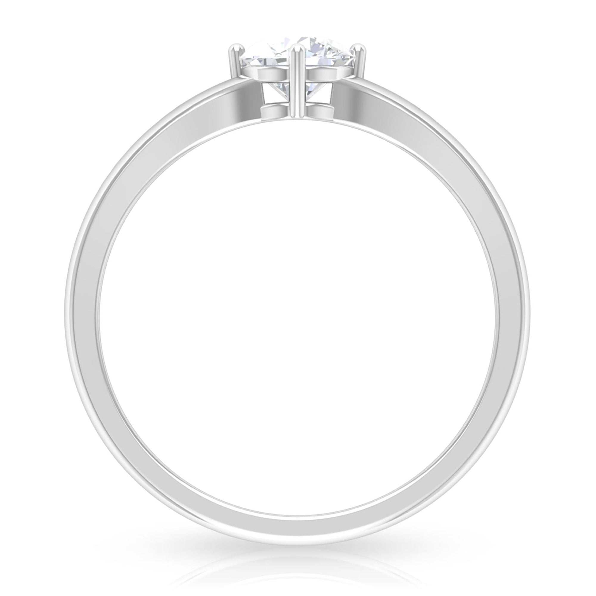 5 MM Round Cut Zircon Solitaire Ring in Gold with Split Shank