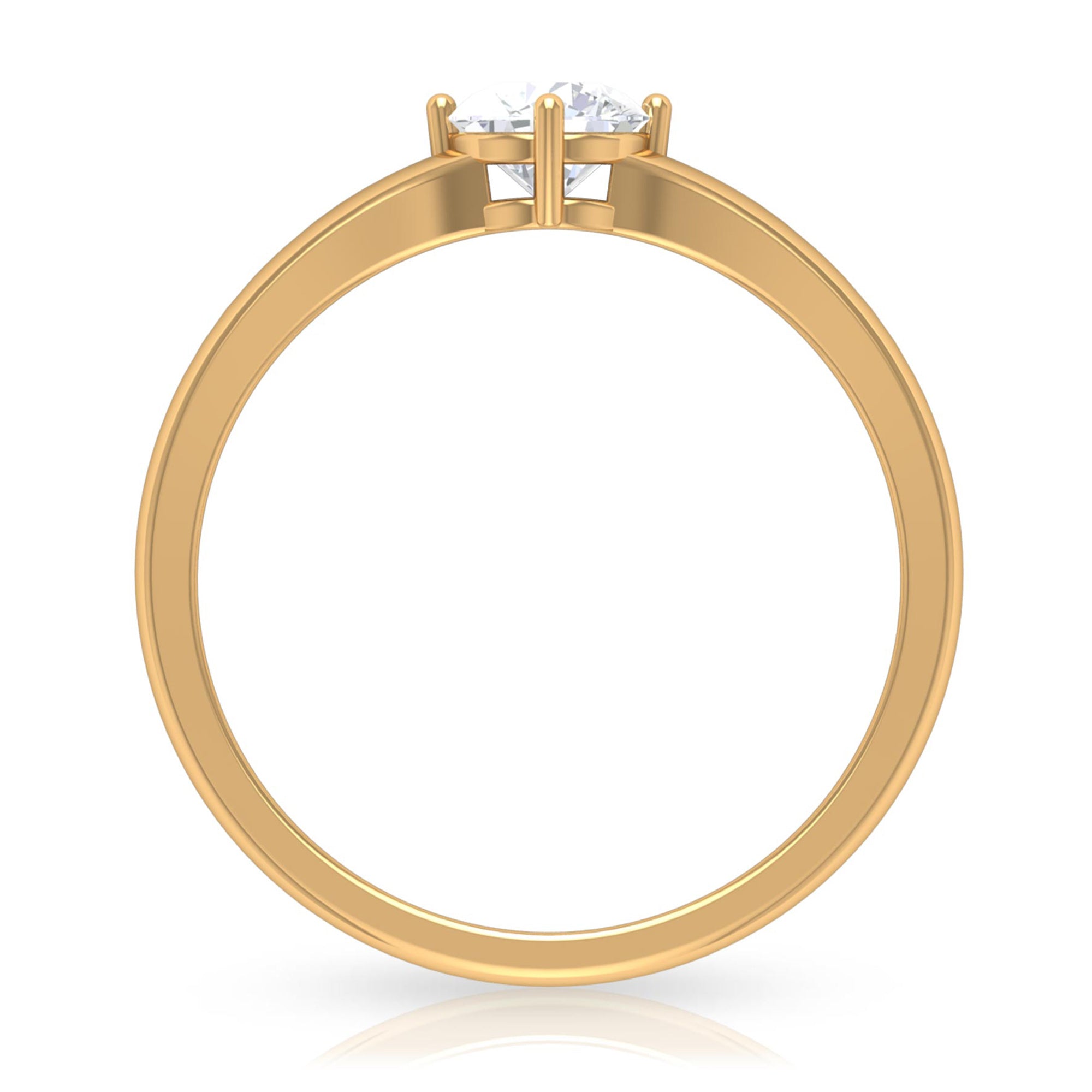 5 MM Round Cut Zircon Solitaire Ring in Gold with Split Shank