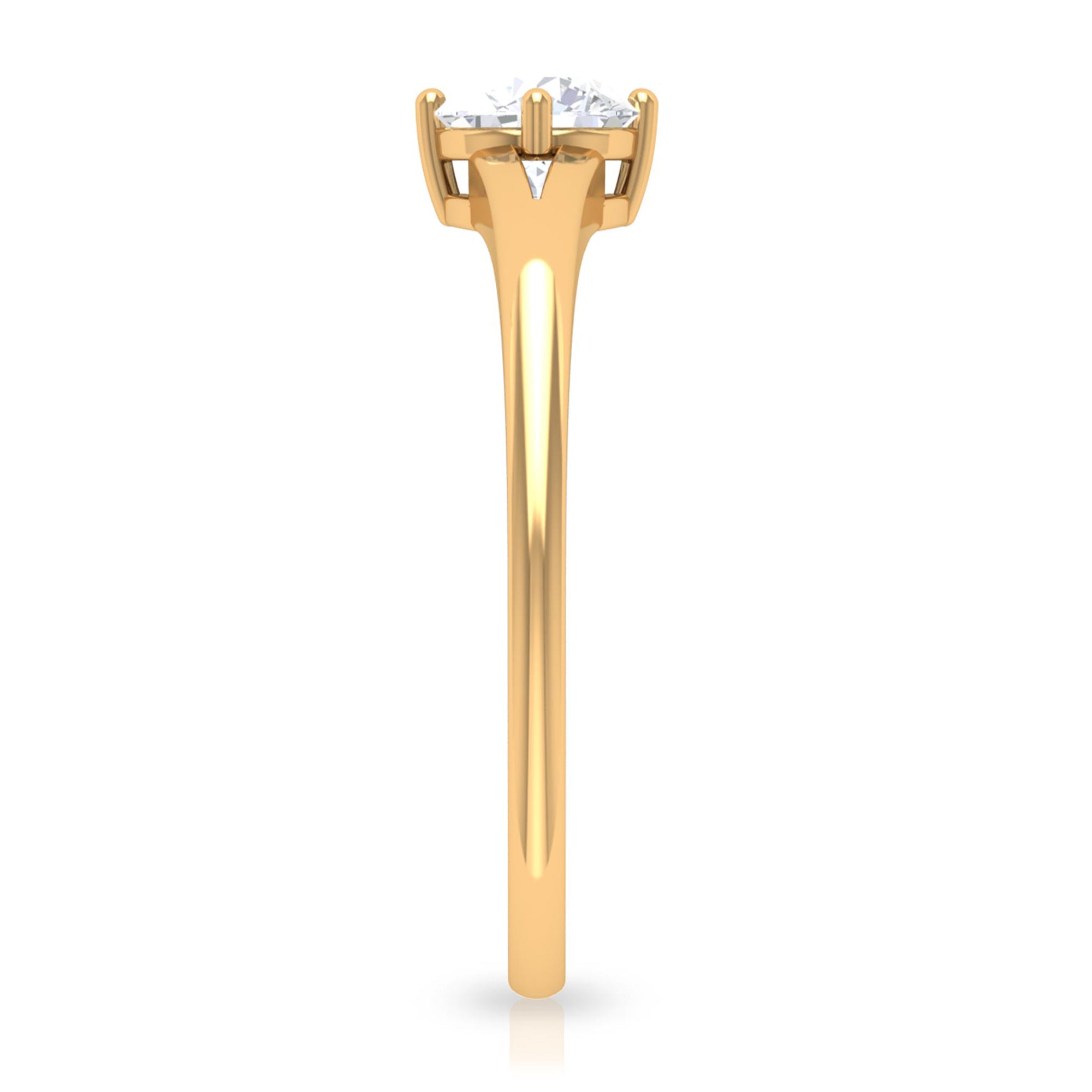 5 MM Round Cut Zircon Solitaire Ring in Gold with Split Shank