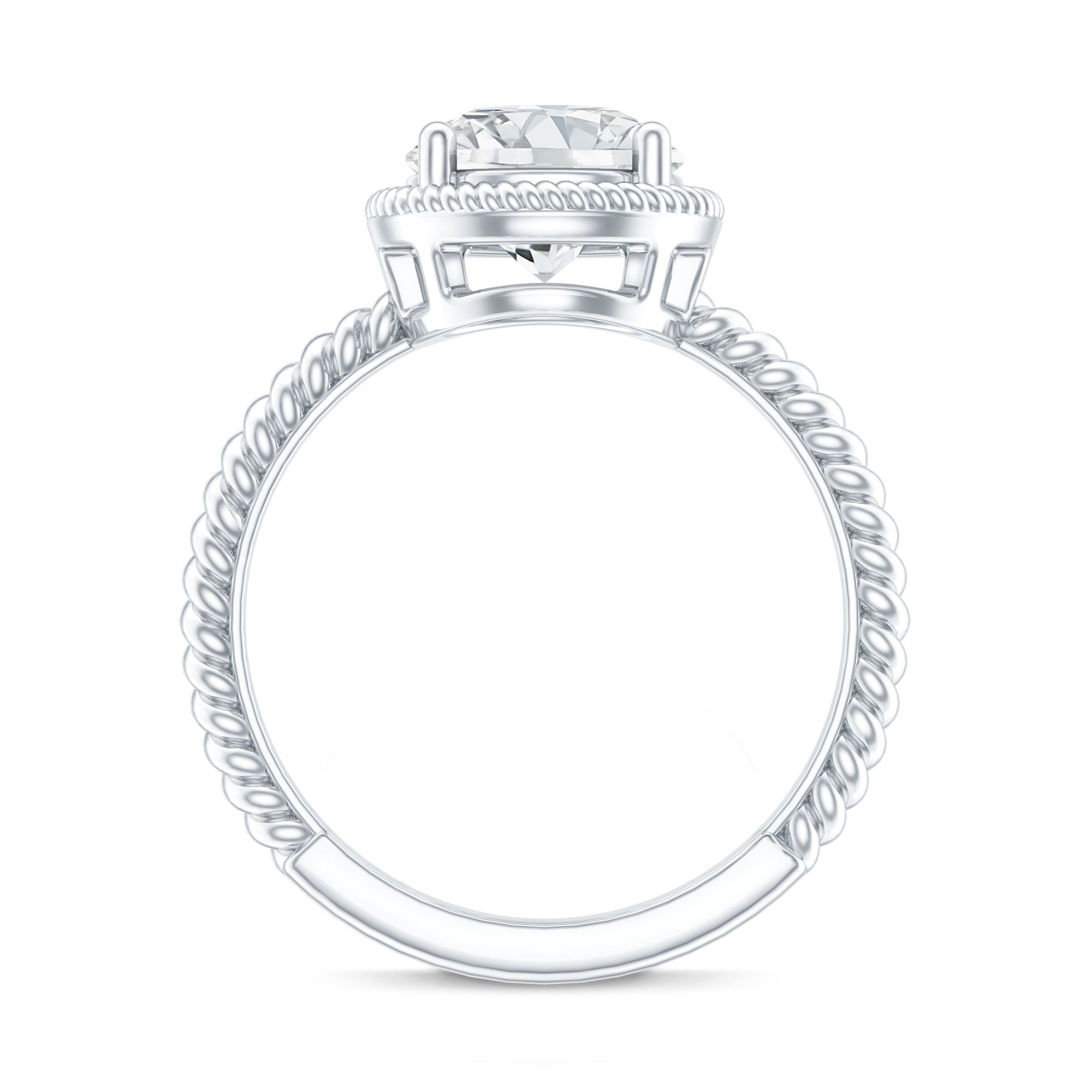 Brilliant Cut 8 MM Moissanite Rope Band Engagement Ring