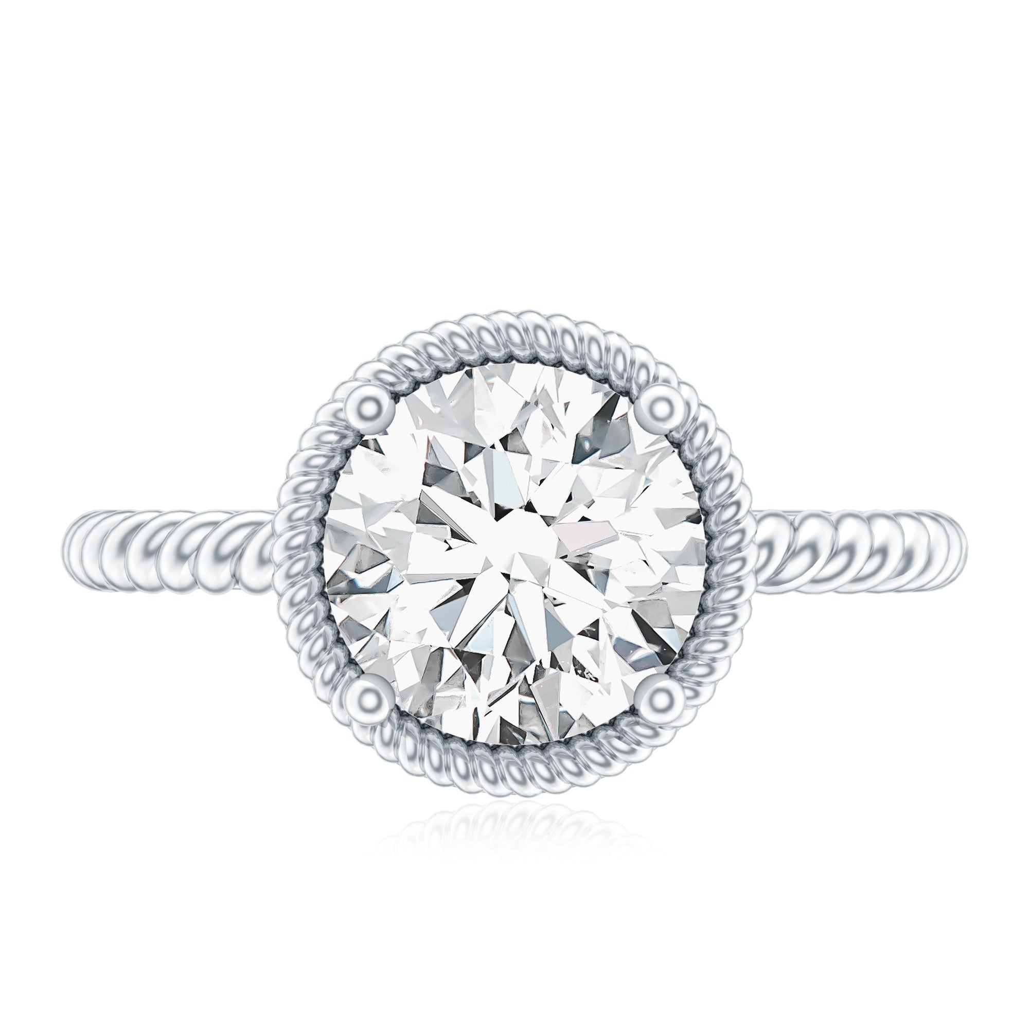 Brilliant Cut 8 MM Moissanite Rope Band Engagement Ring