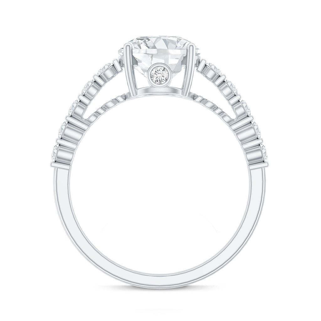 Solitaire Moissanite Engagement Ring with Side Stones
