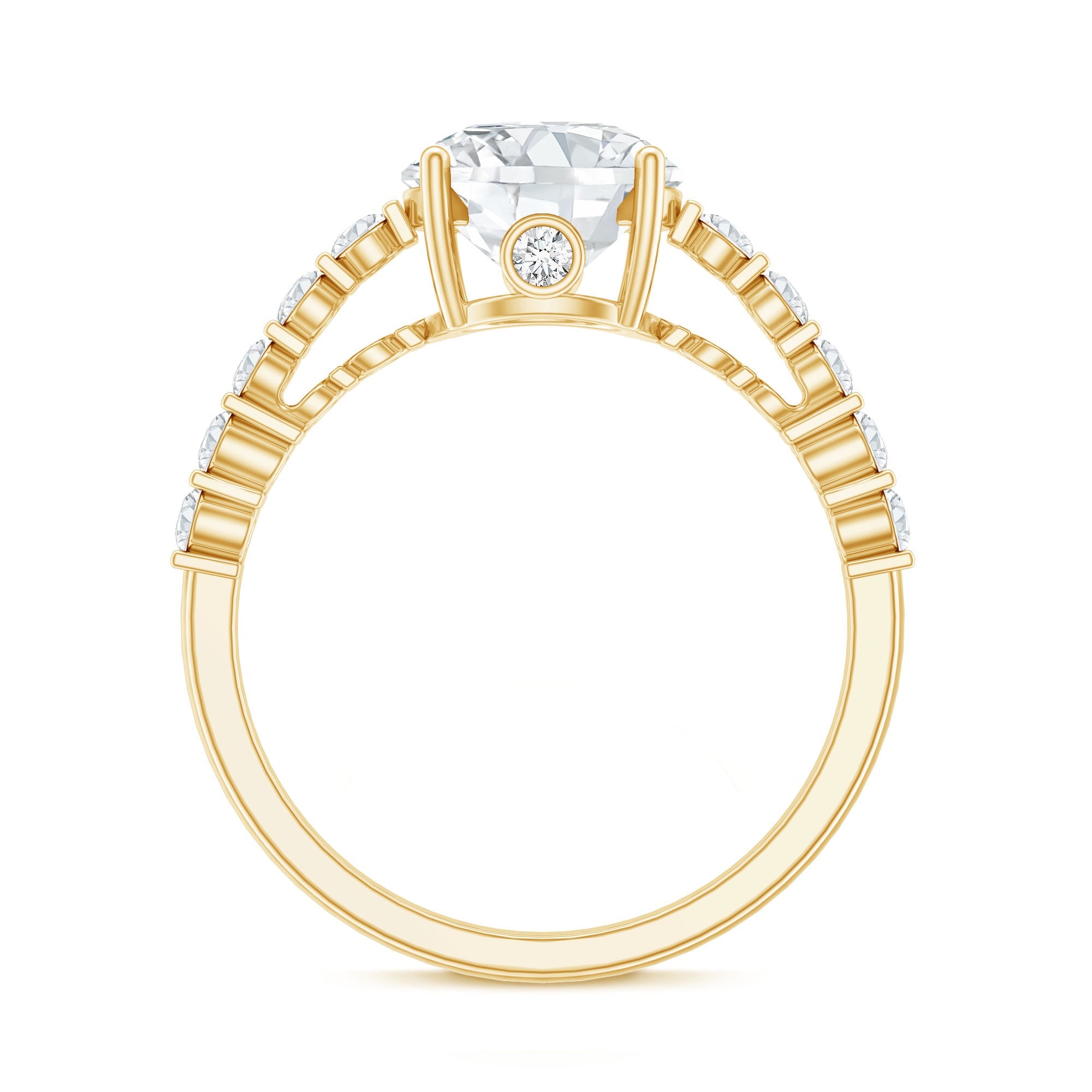 Solitaire Moissanite Engagement Ring with Side Stones