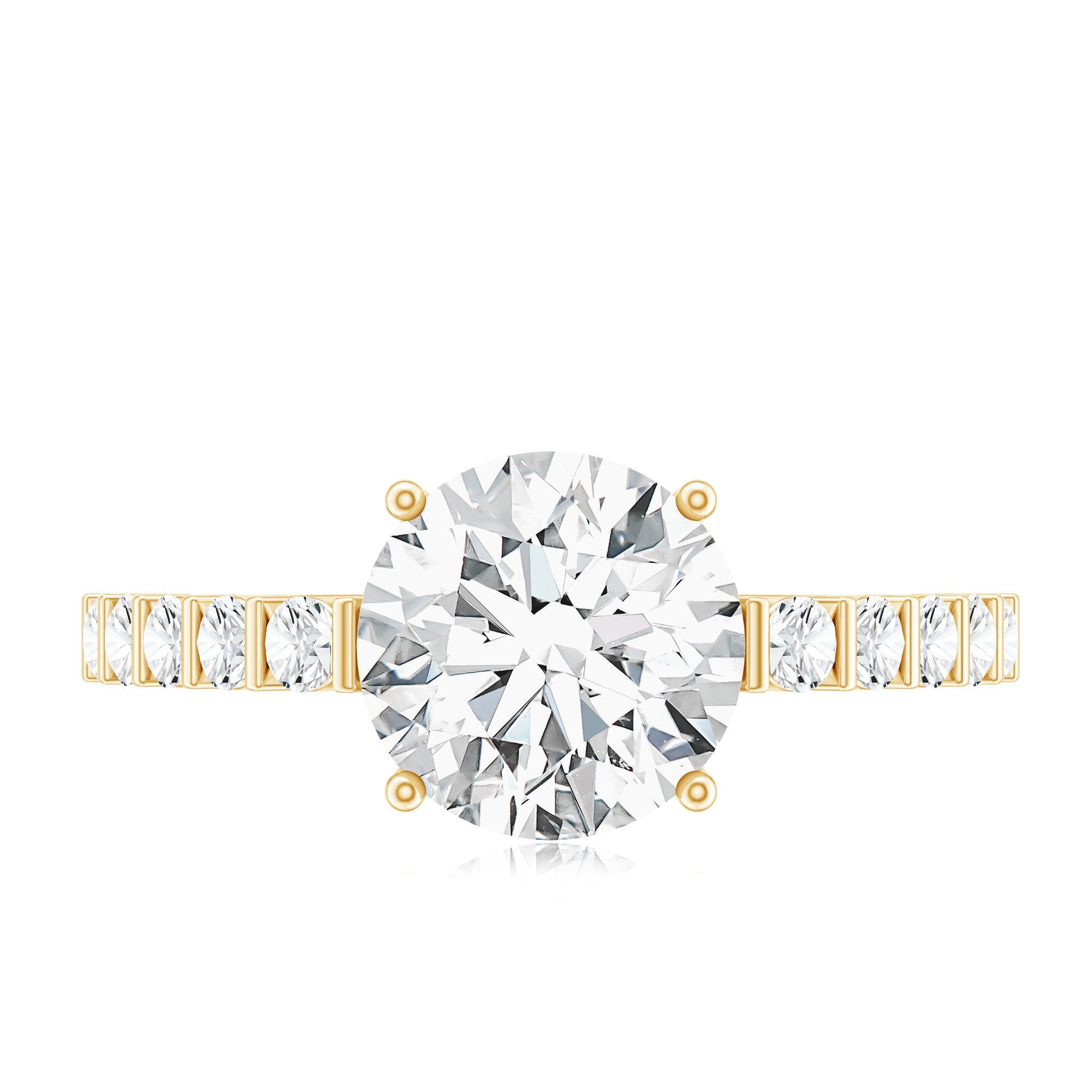 Solitaire Moissanite Engagement Ring with Side Stones