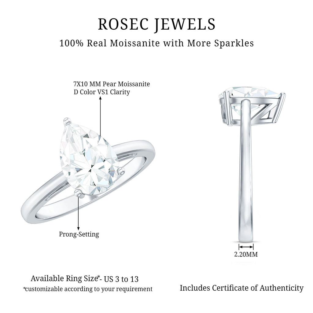 2 CT Moissanite Pear Shaped Engagement Ring for Women