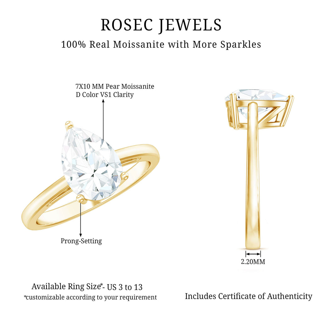 2 CT Moissanite Pear Shaped Engagement Ring for Women