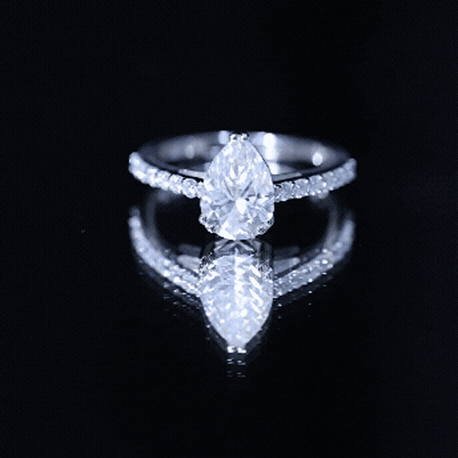 Certified 7X10 MM Moissanite Pear Shaped Engagement Ring