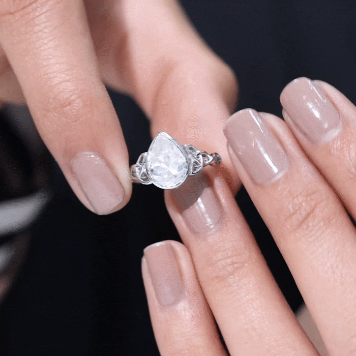 2.25 Carat Pear Shape Moissanite Celtic Knot Engagement Ring