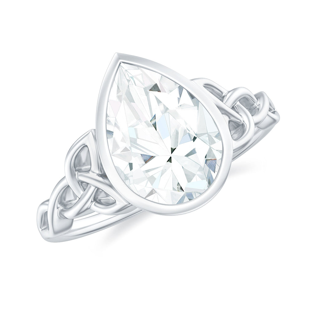 2.25 Carat Pear Shape Moissanite Celtic Knot Engagement Ring
