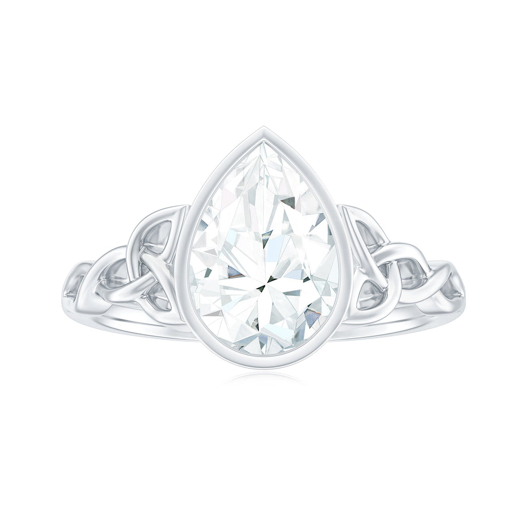 2.25 Carat Pear Shape Moissanite Celtic Knot Engagement Ring