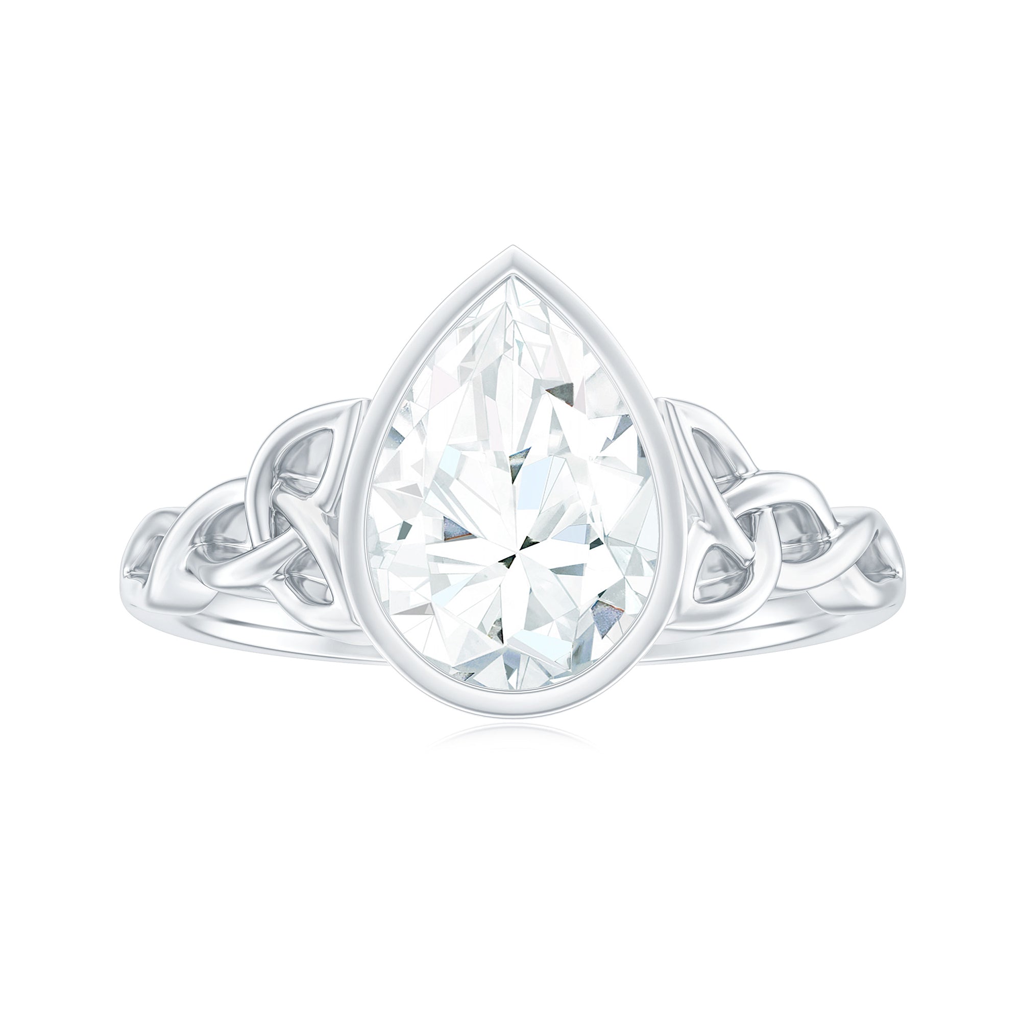 2.25 Carat Pear Shape Moissanite Celtic Knot Engagement Ring