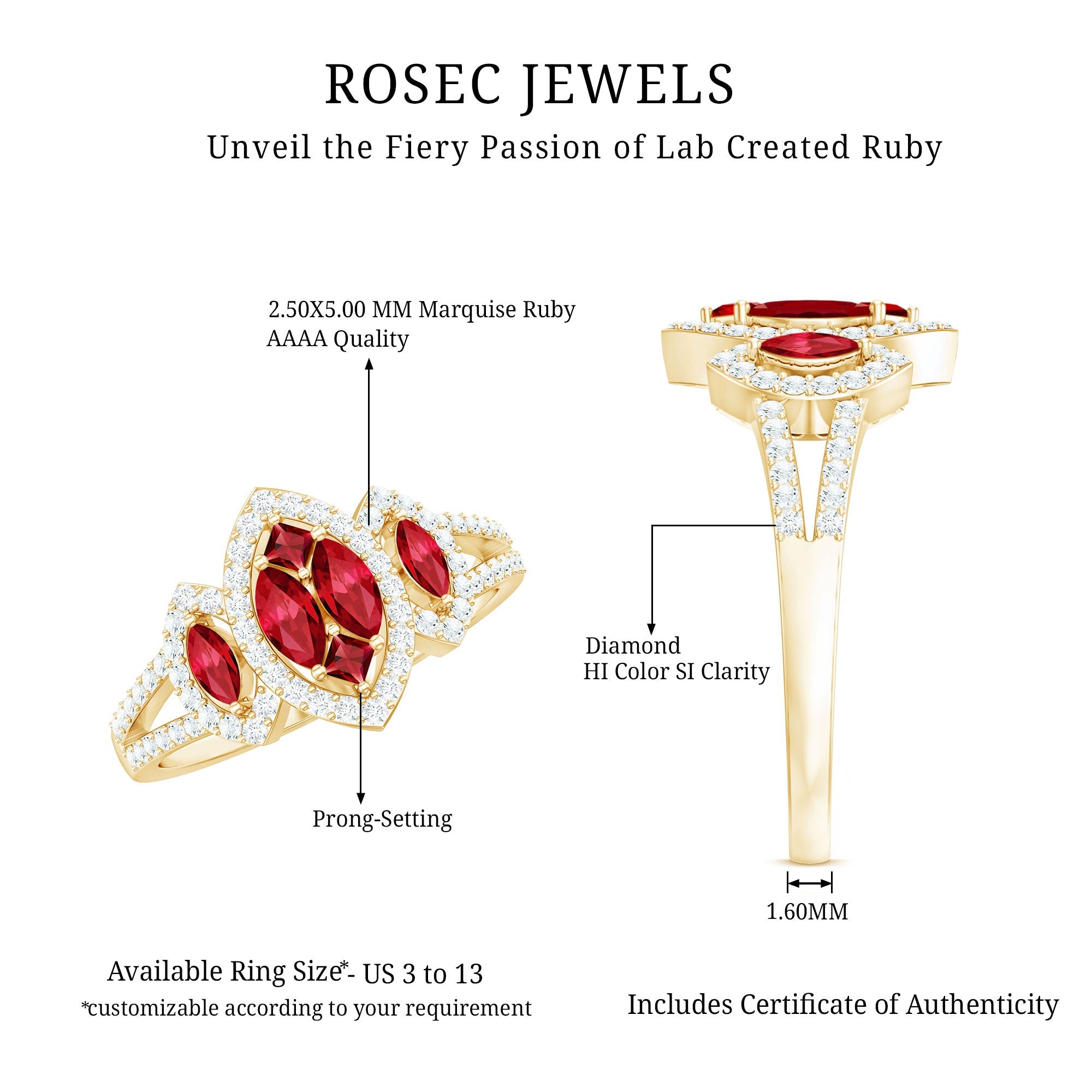 Split Shank Lab Grown Ruby and Diamond Cluster Engagement Ring