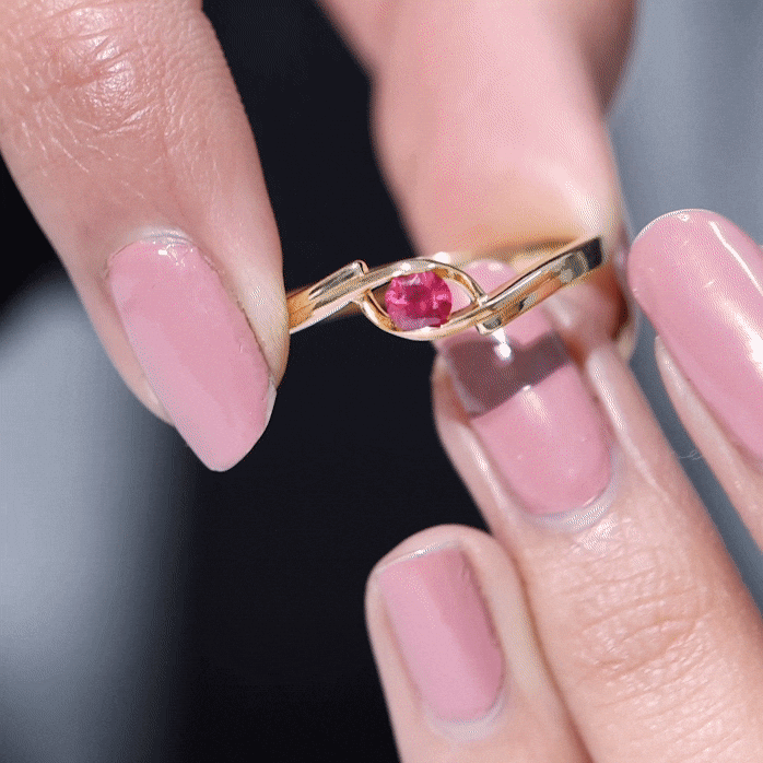 4 MM Round Ruby Solitaire Bypass Promise Ring for Her