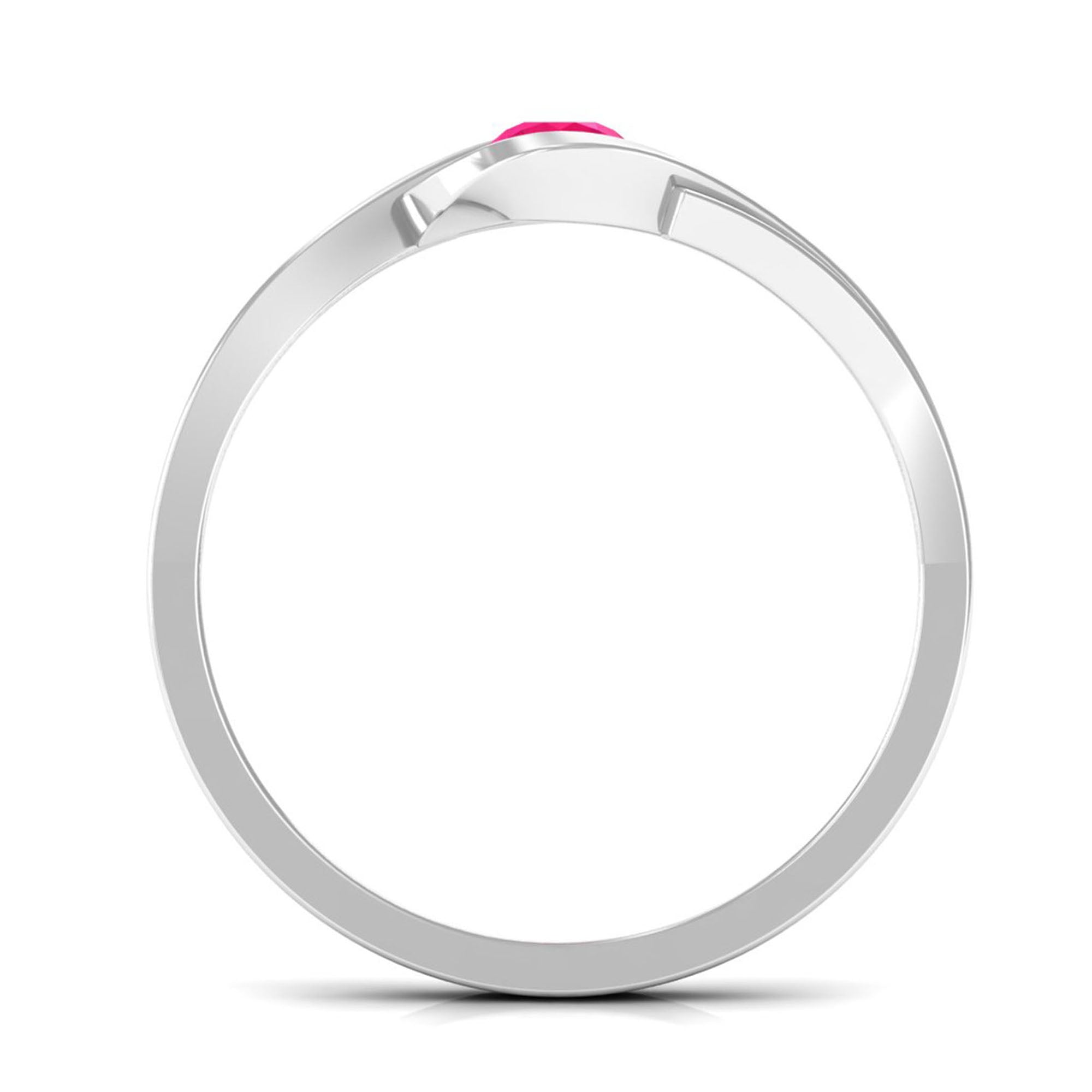 4 MM Round Ruby Solitaire Bypass Promise Ring for Her