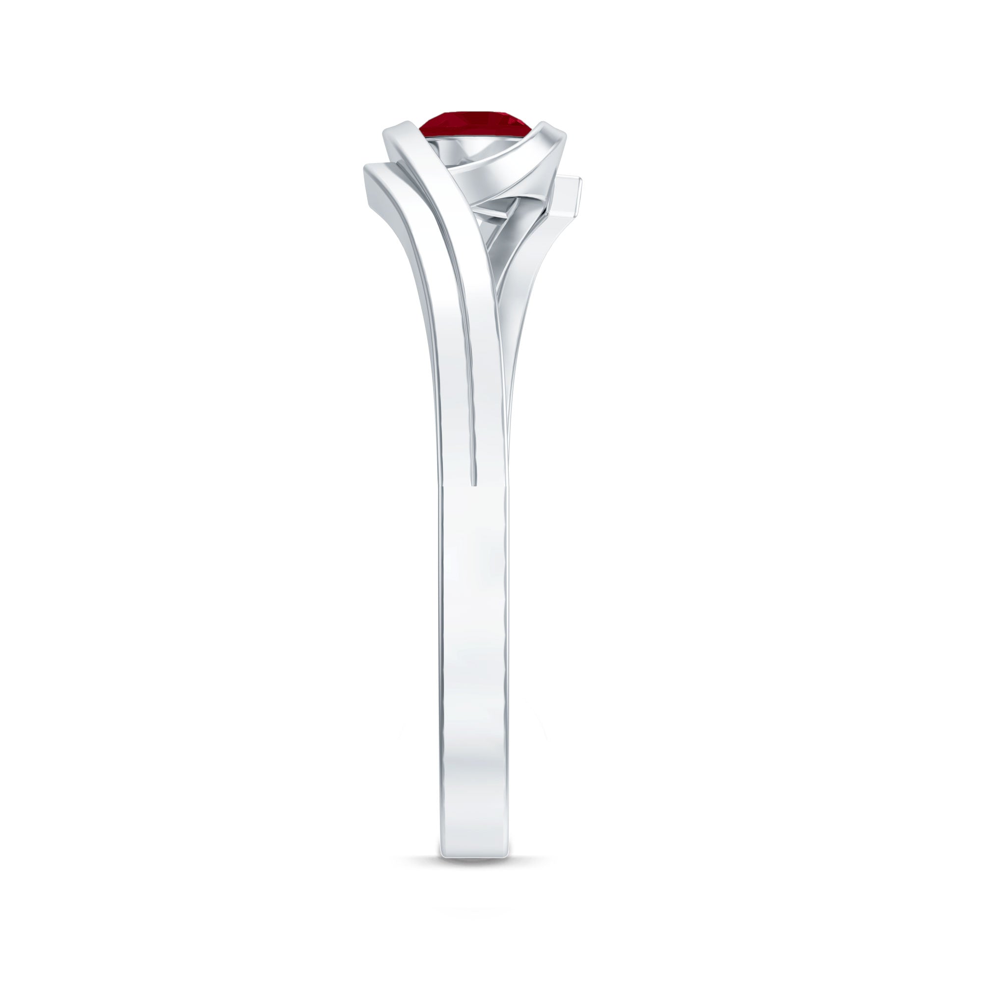 4 MM Round Ruby Solitaire Bypass Promise Ring for Her