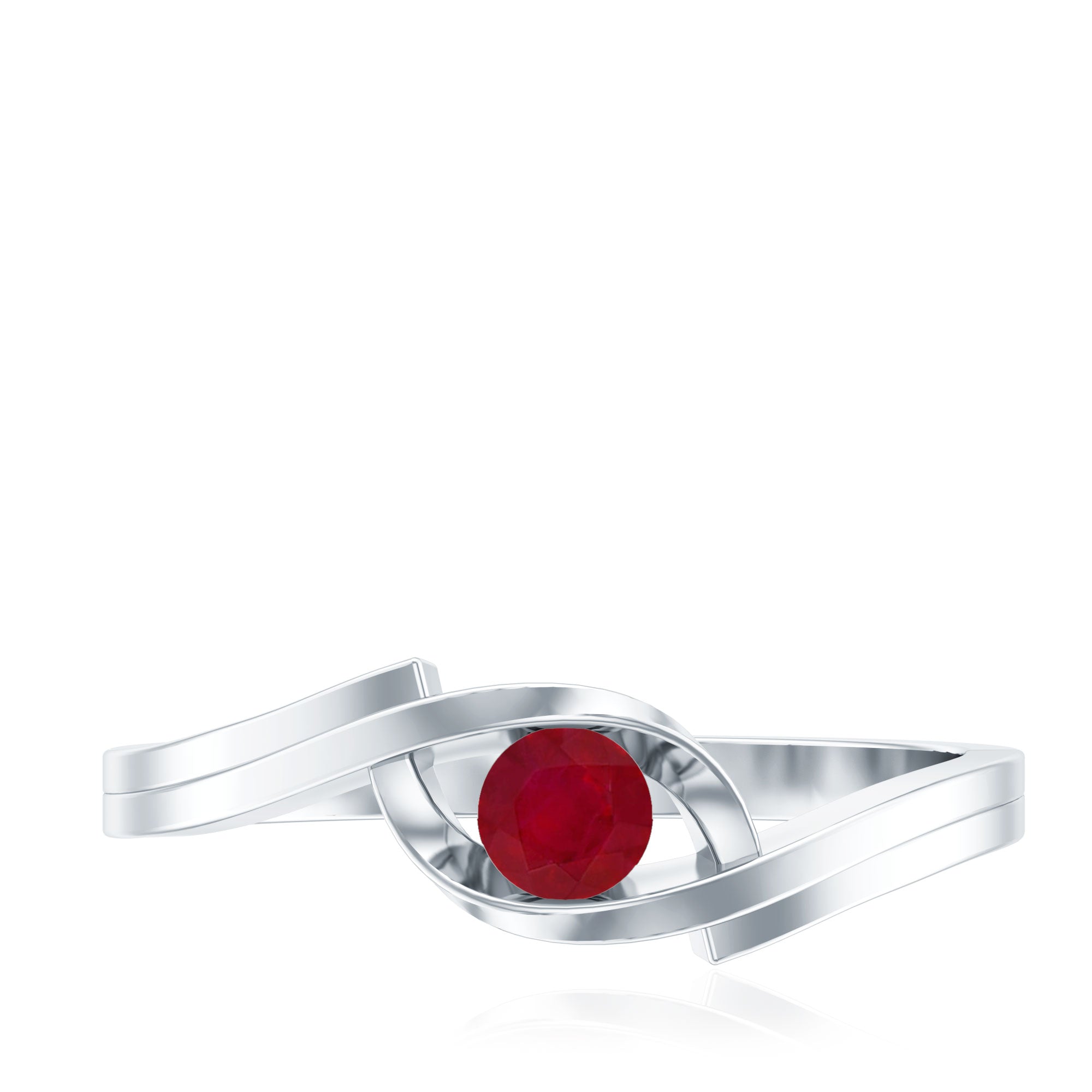 4 MM Round Ruby Solitaire Bypass Promise Ring for Her