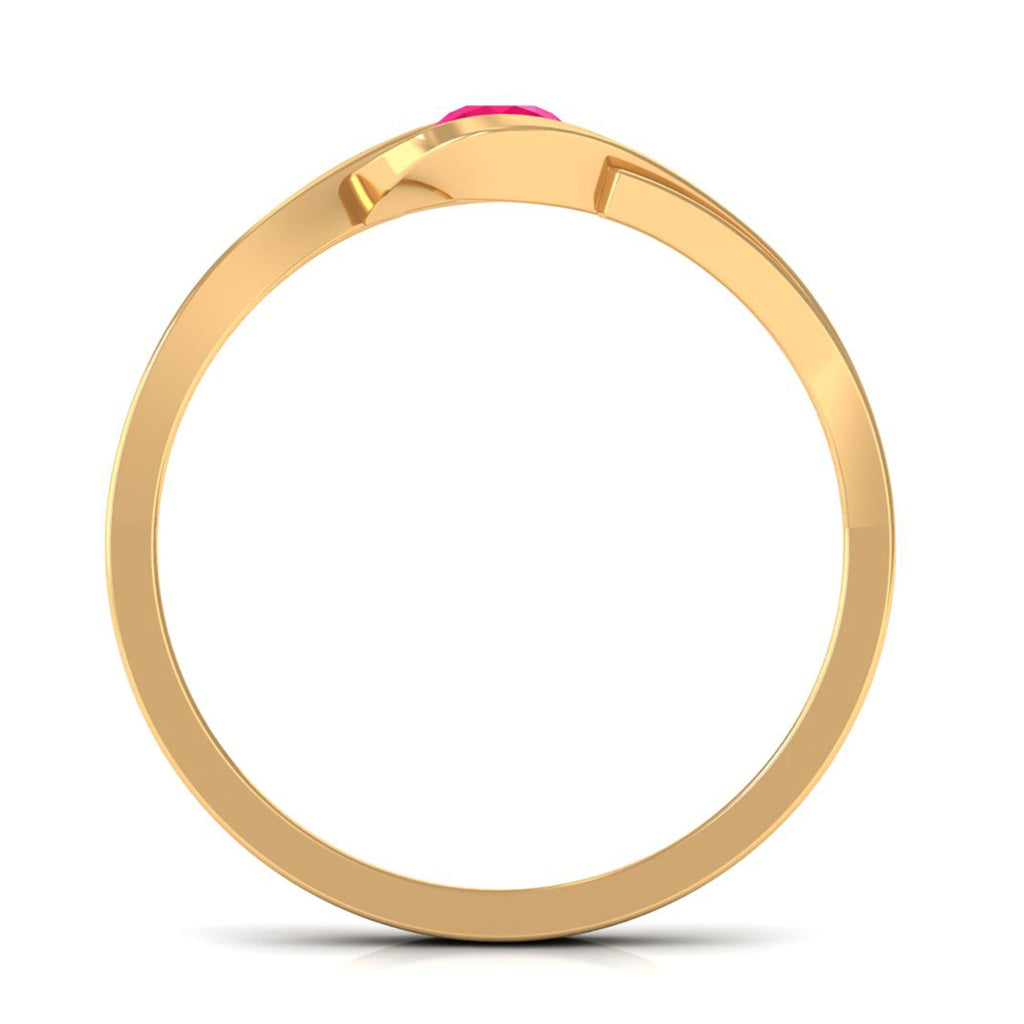 4 MM Round Ruby Solitaire Bypass Promise Ring for Her