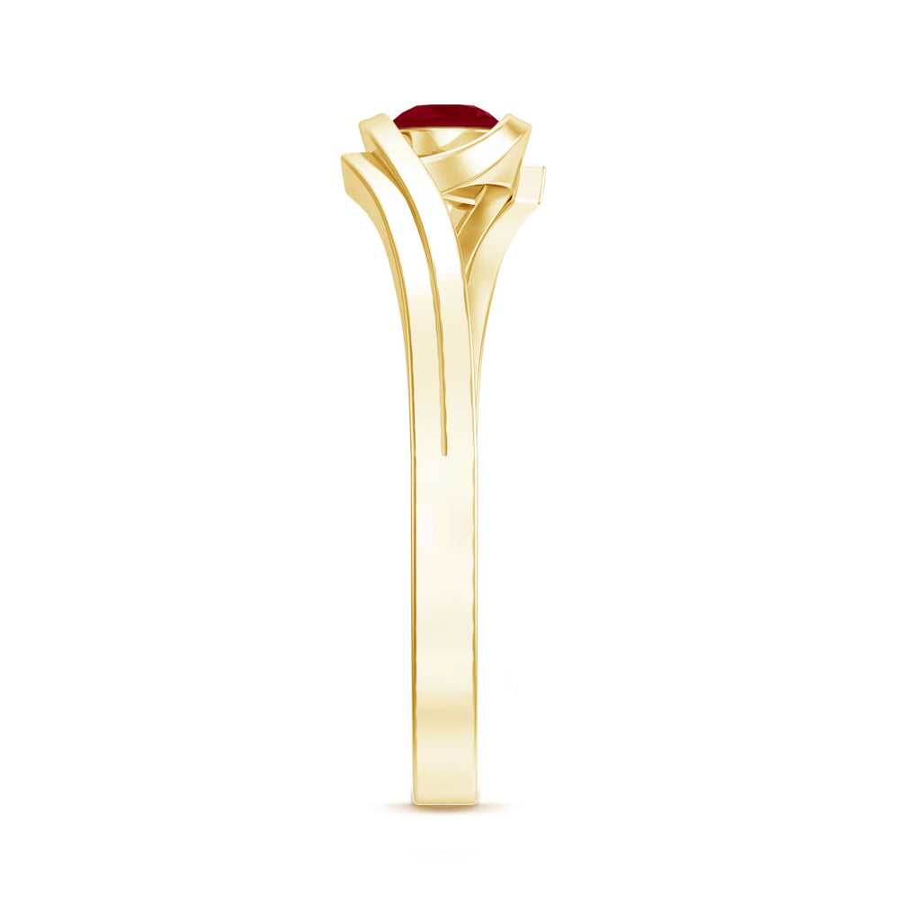 4 MM Round Ruby Solitaire Bypass Promise Ring for Her