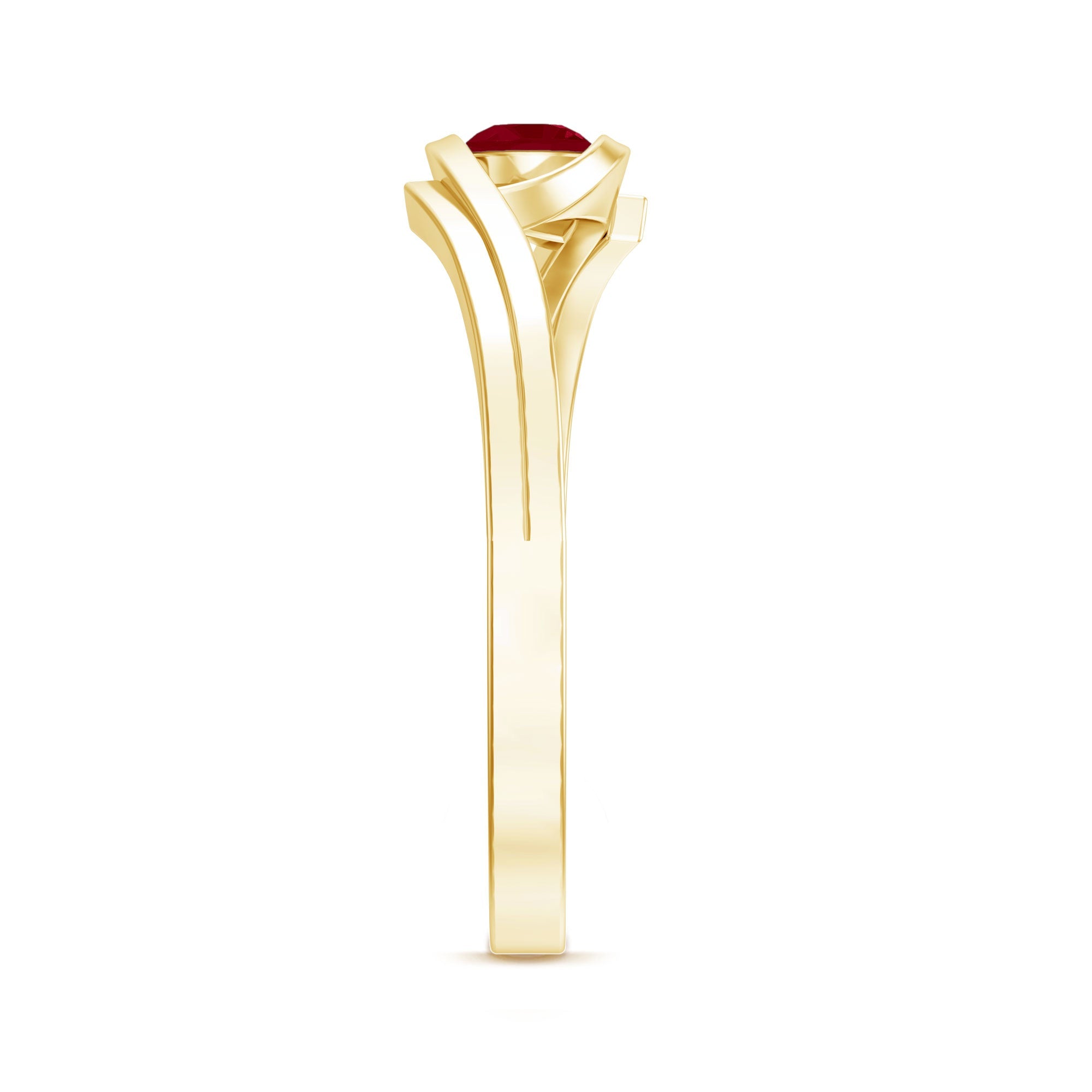 4 MM Round Ruby Solitaire Bypass Promise Ring for Her