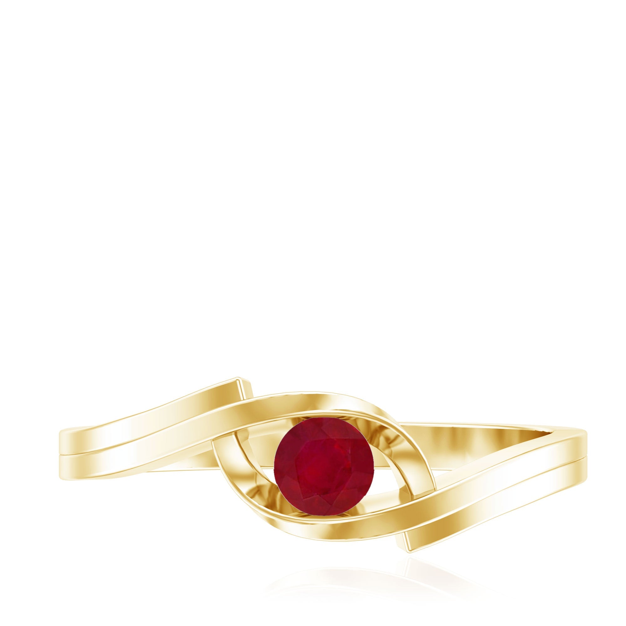 4 MM Round Ruby Solitaire Bypass Promise Ring for Her