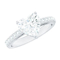 2 CT Moissanite Heart Engagement Ring With Side Stones