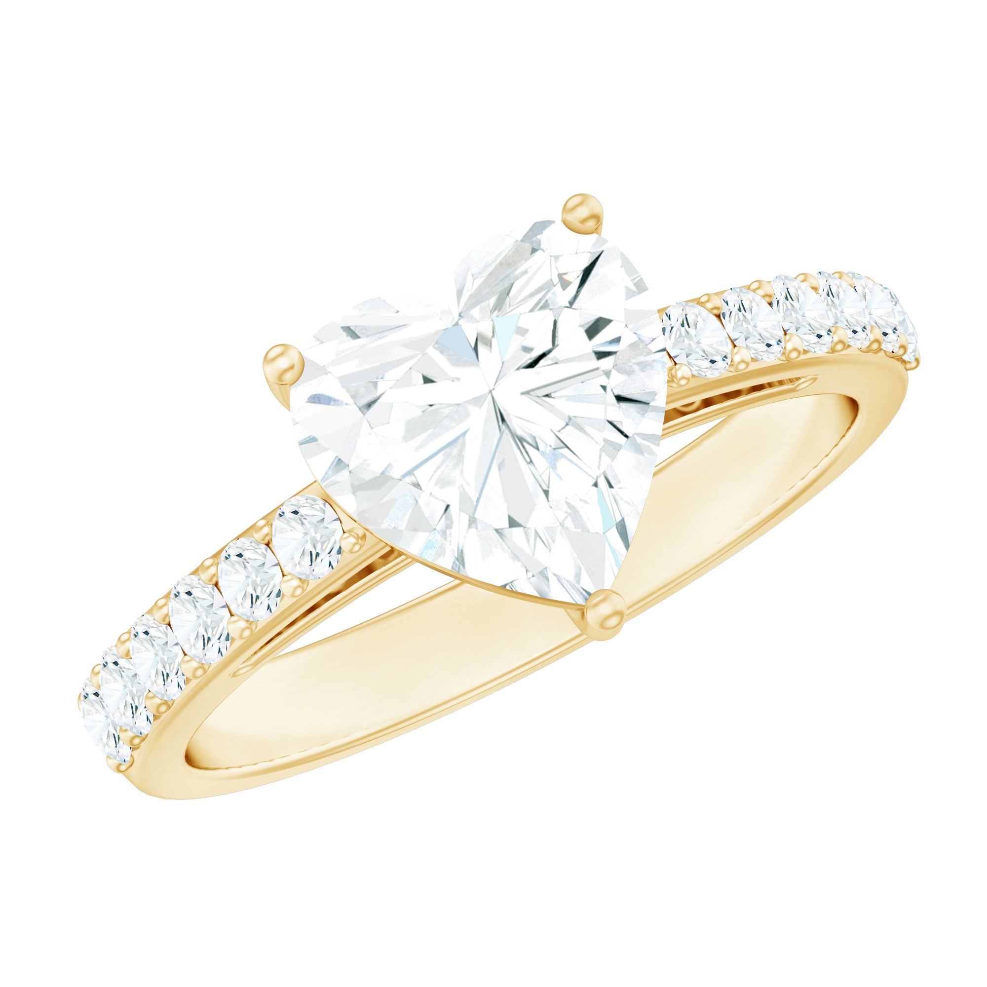 2 CT Moissanite Heart Engagement Ring With Side Stones