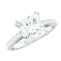 Classic Princess Cut Moissanite Solitaire Engagement Ring with Side Stones