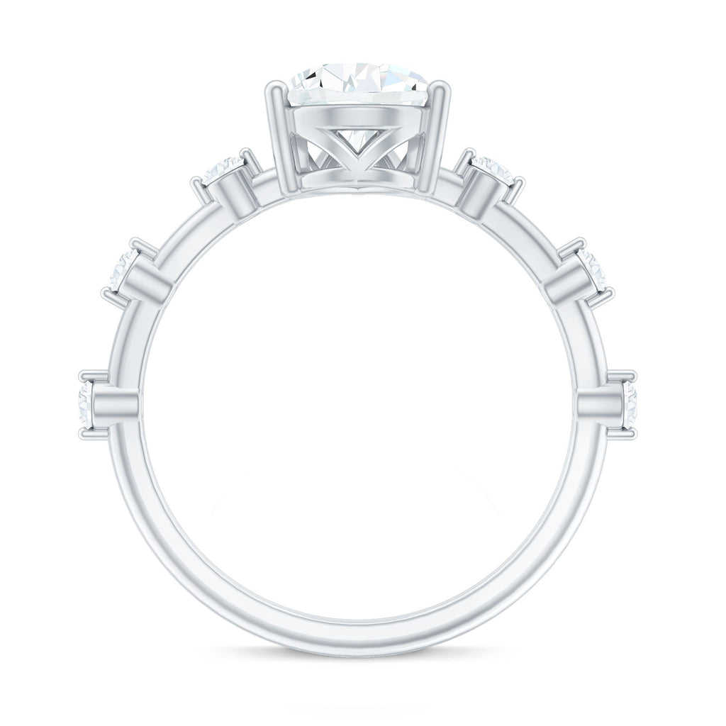 Pear Shaped Moissanite Engagement Ring with Spaced Accent