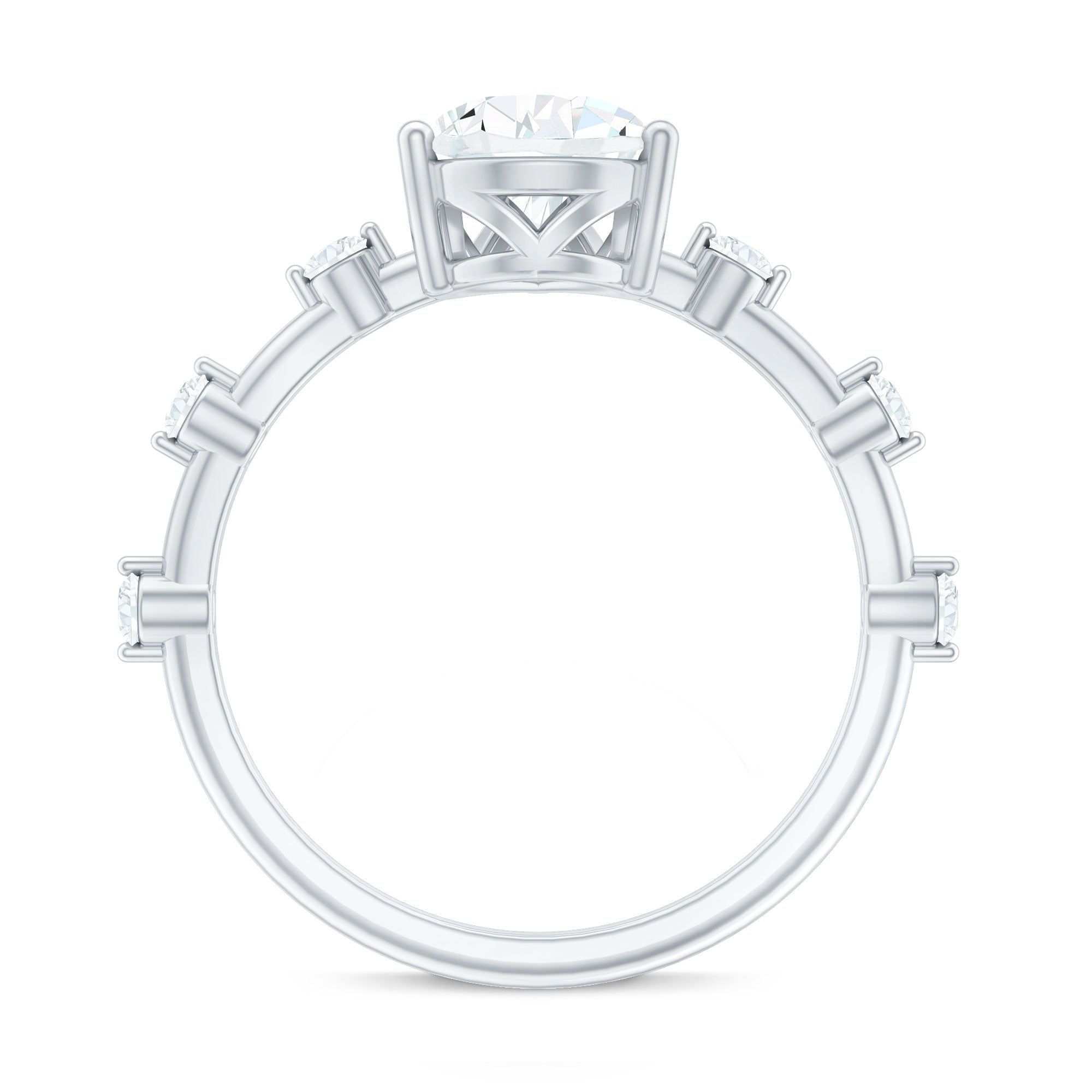 Pear Shaped Moissanite Engagement Ring with Spaced Accent