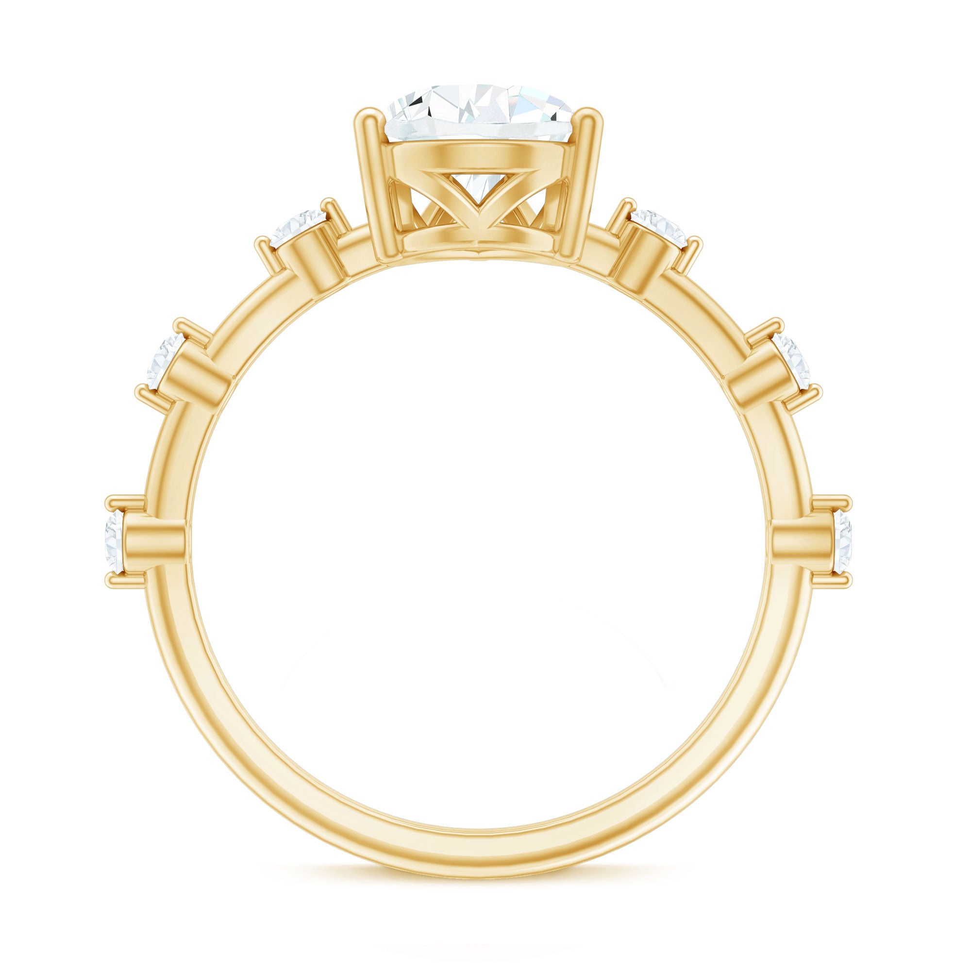 Pear Shaped Moissanite Engagement Ring with Spaced Accent