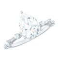 Brilliant Cut Moissanite Pear Shape Engagement Ring with Hidden Halo