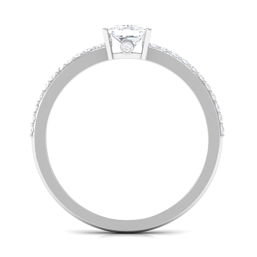 3/4 CT Princess Cut Zircon Solitaire Ring with Surprise and Side Stones