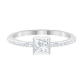 3/4 CT Bezel Set Cubic Zircon Solitaire Ring with Side Stones