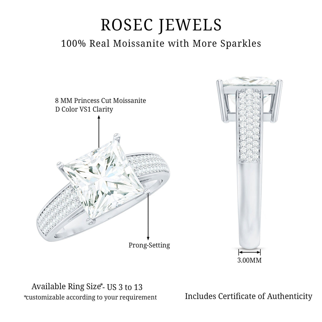 Princess Cut Moissanite Engagement Ring With Certificate