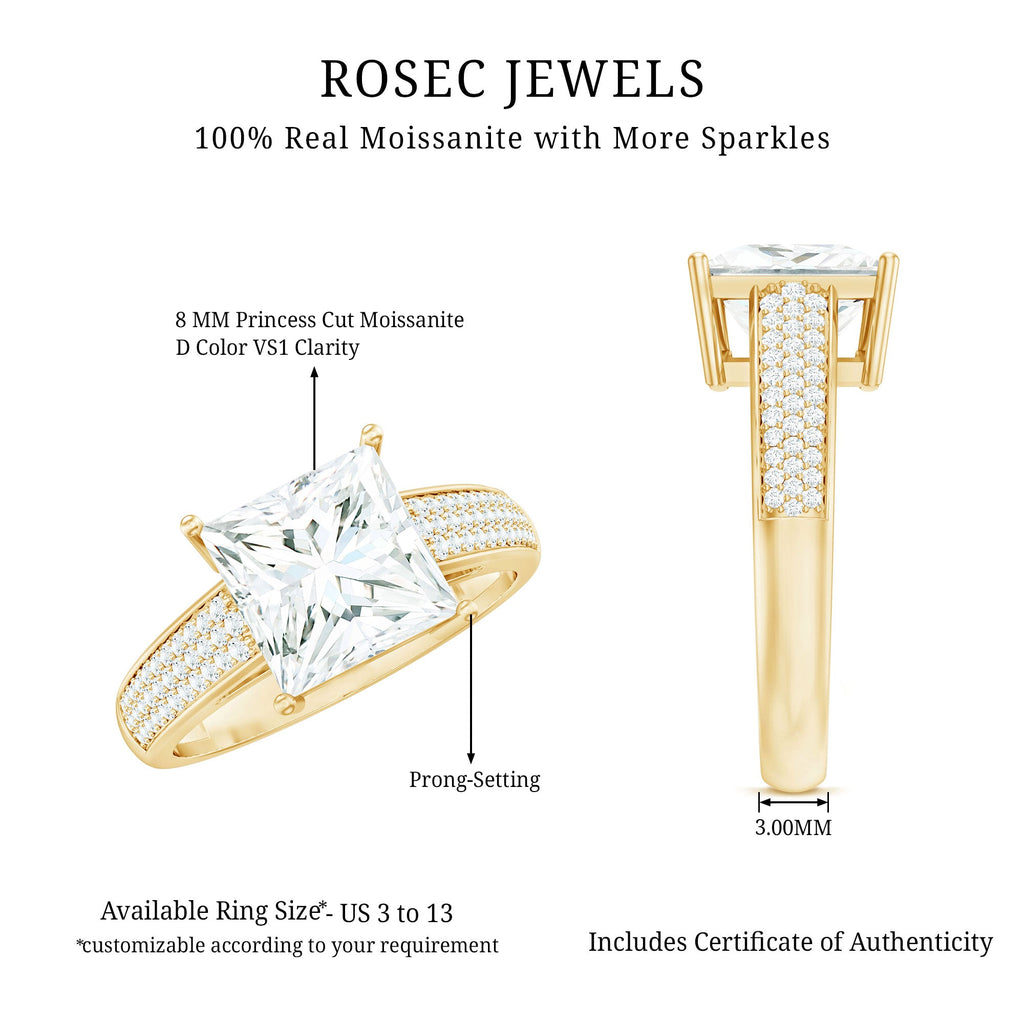 Princess Cut Moissanite Engagement Ring With Certificate