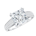 8MM Princess Cut Moissanite Side Stone Engagement Ring