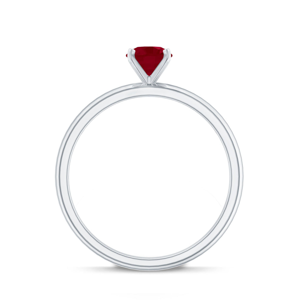 July Birthstone 5 MM Ruby Solitaire Ring in Peg Head Setting