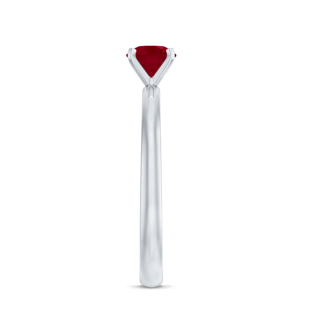 July Birthstone 5 MM Ruby Solitaire Ring in Peg Head Setting