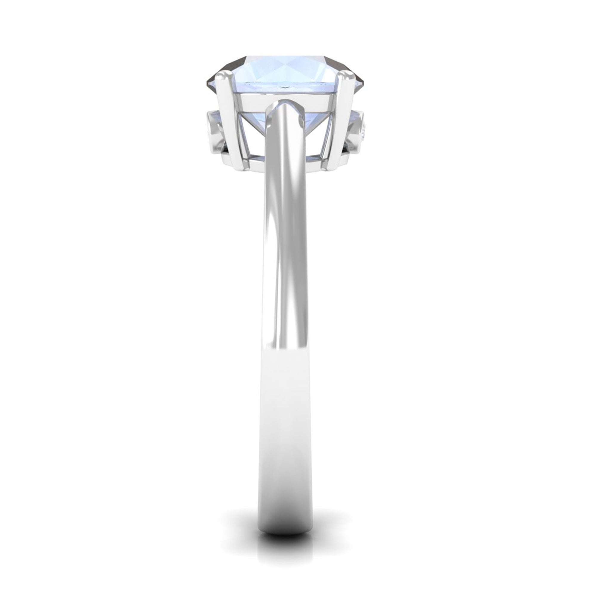 Round Cut 8 MM Moonstone Solitaire Engagement Ring