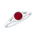 July Birthstone 5 MM Ruby Solitaire Ring in Bezel Setting with Split Shank