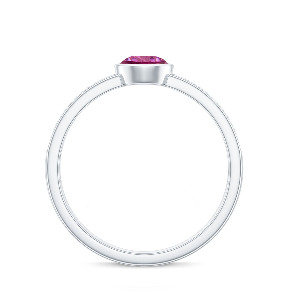 0.75 CT Solitaire Pink Tourmaline and Diamond Engagement Ring