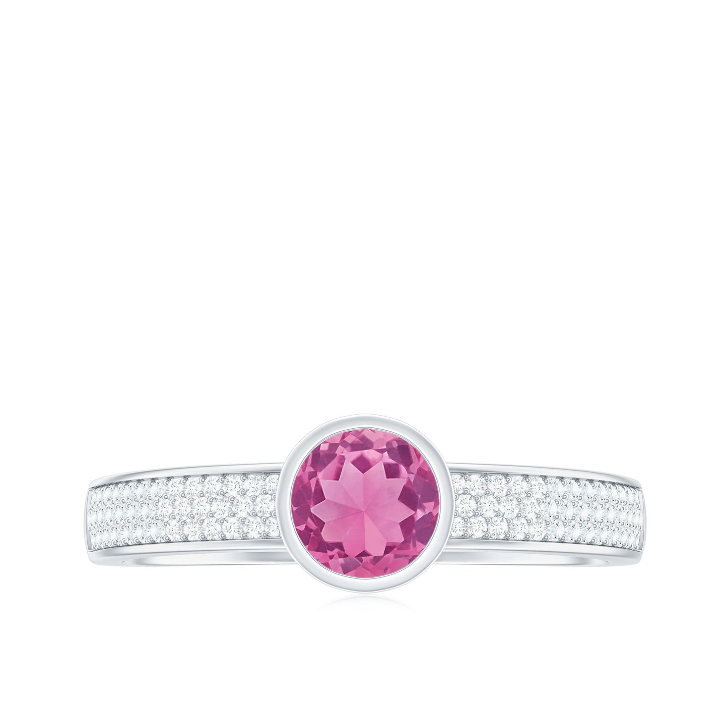 0.75 CT Solitaire Pink Tourmaline and Diamond Engagement Ring