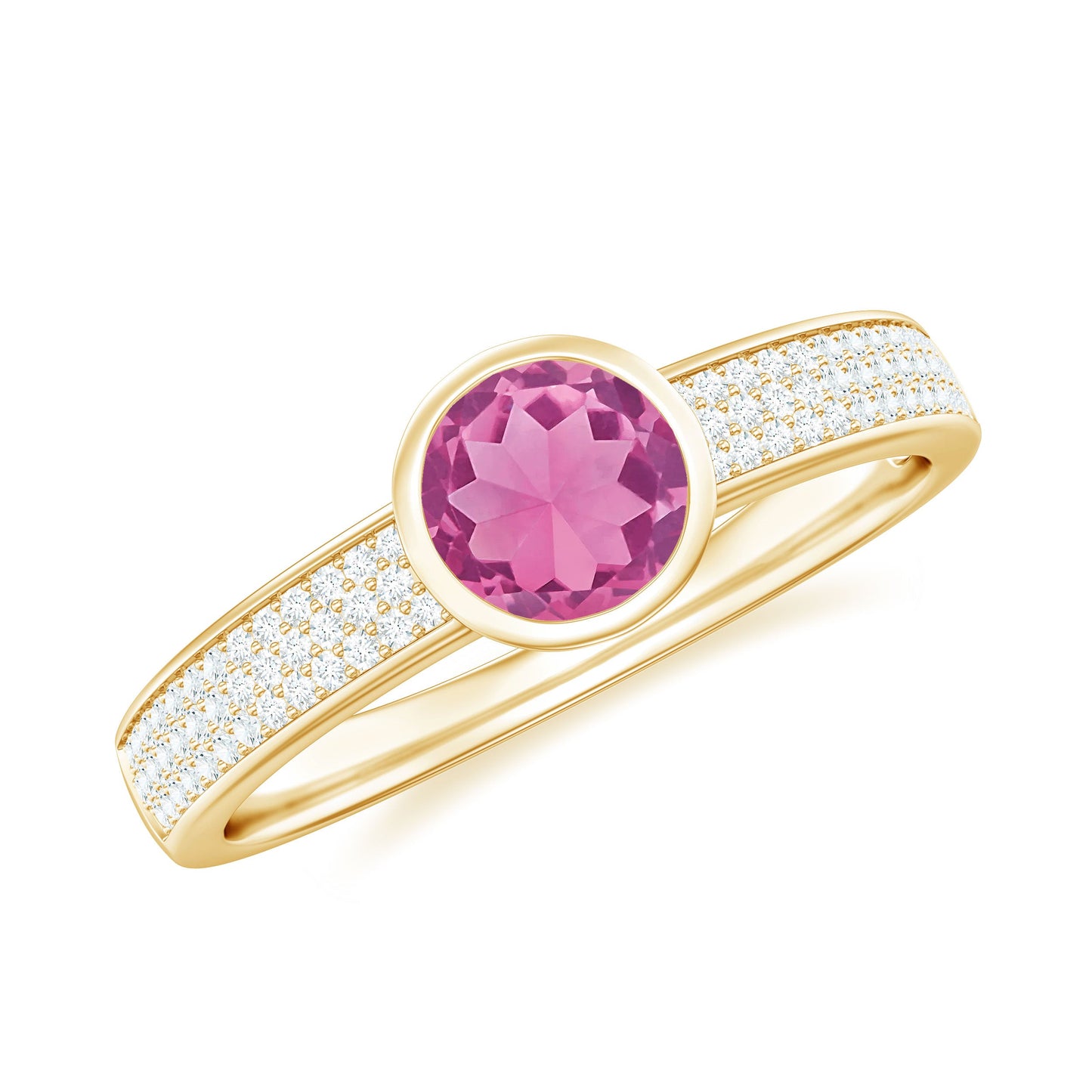0.75 CT Solitaire Pink Tourmaline and Diamond Engagement Ring