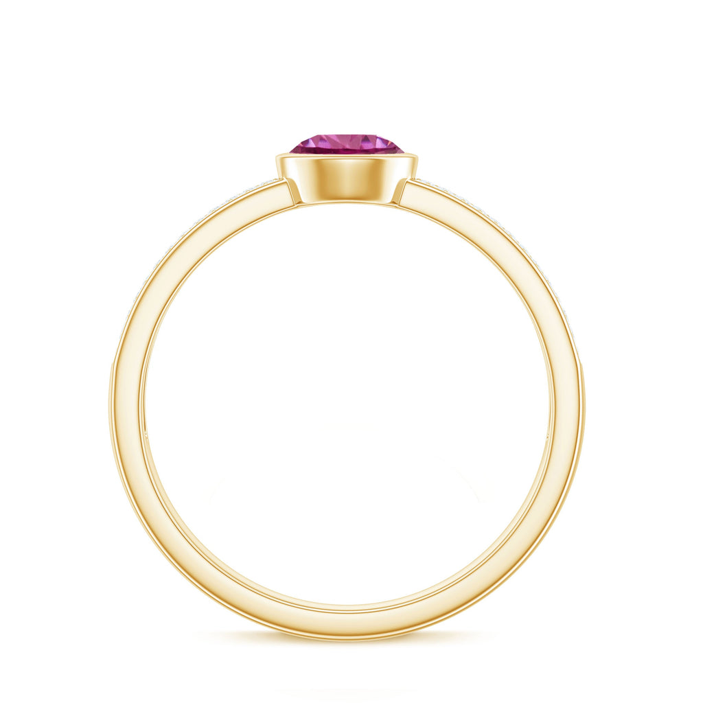 0.75 CT Solitaire Pink Tourmaline and Diamond Engagement Ring