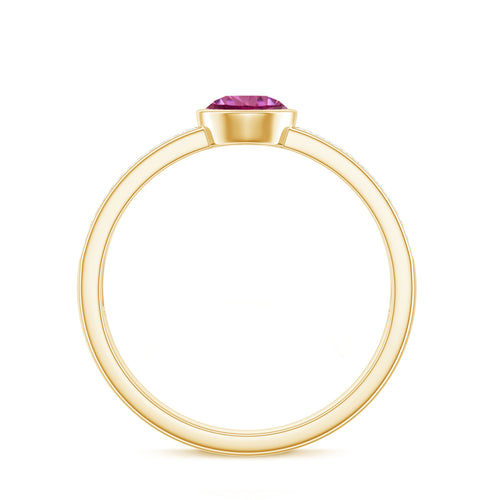 0.75 CT Solitaire Pink Tourmaline and Diamond Engagement Ring