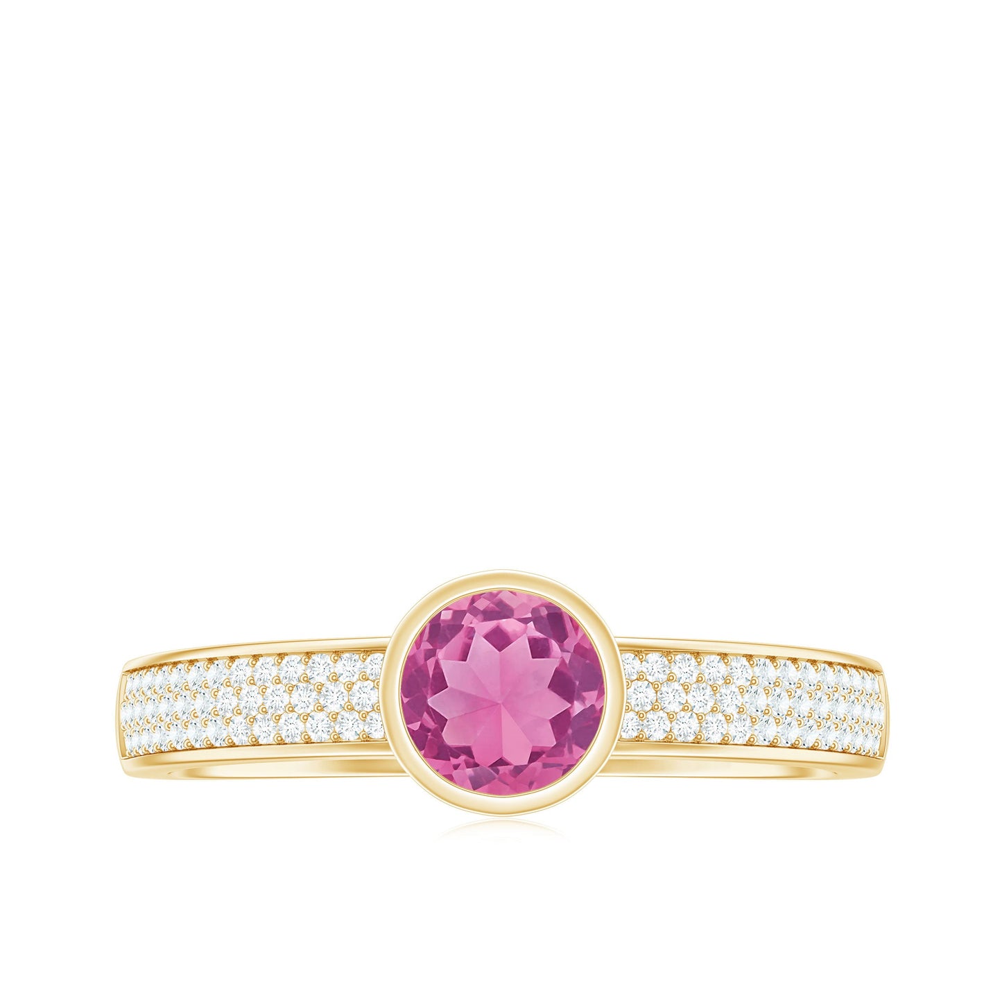 0.75 CT Solitaire Pink Tourmaline and Diamond Engagement Ring