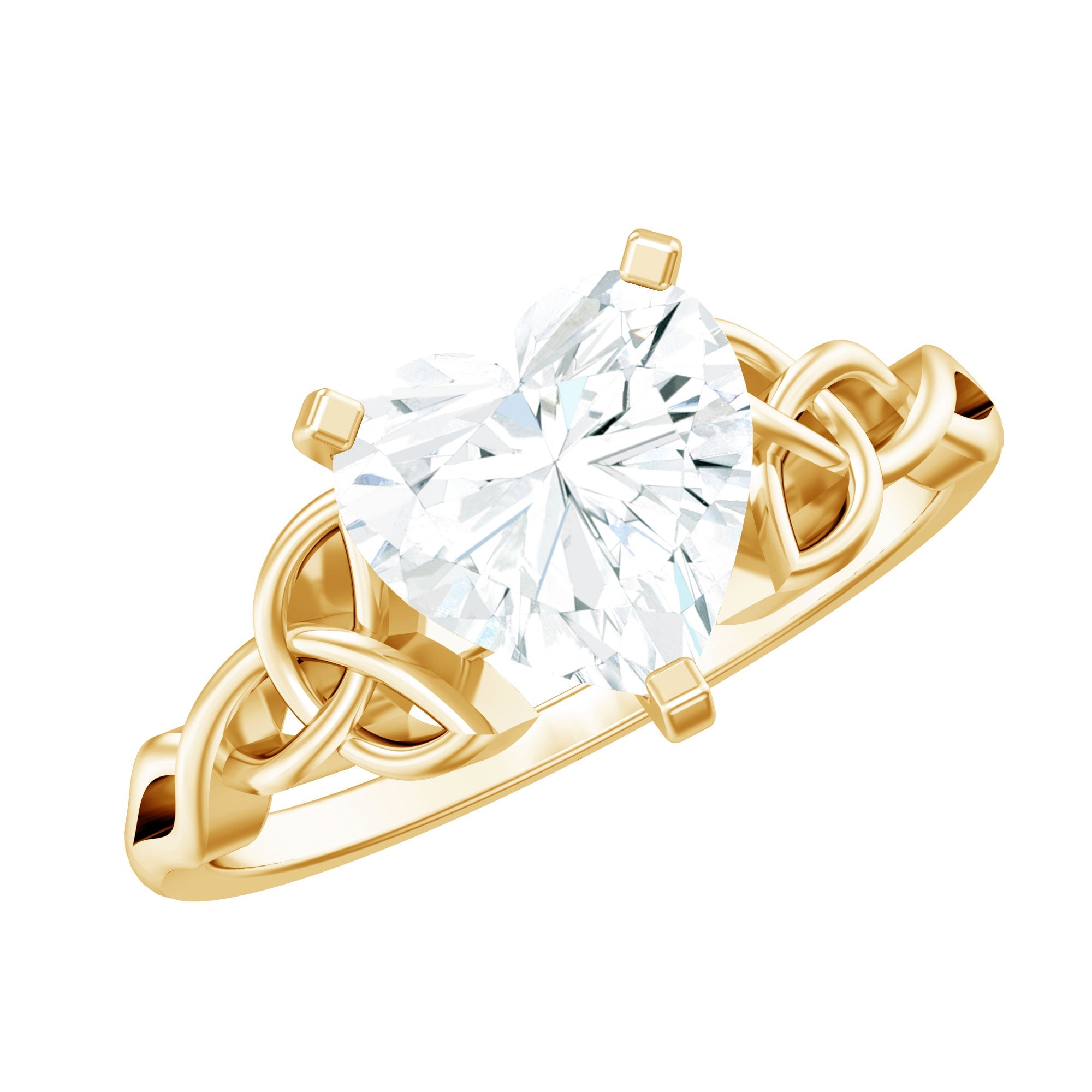 2 CT Heart Shaped Moissanite Celtic Knot Engagement Ring